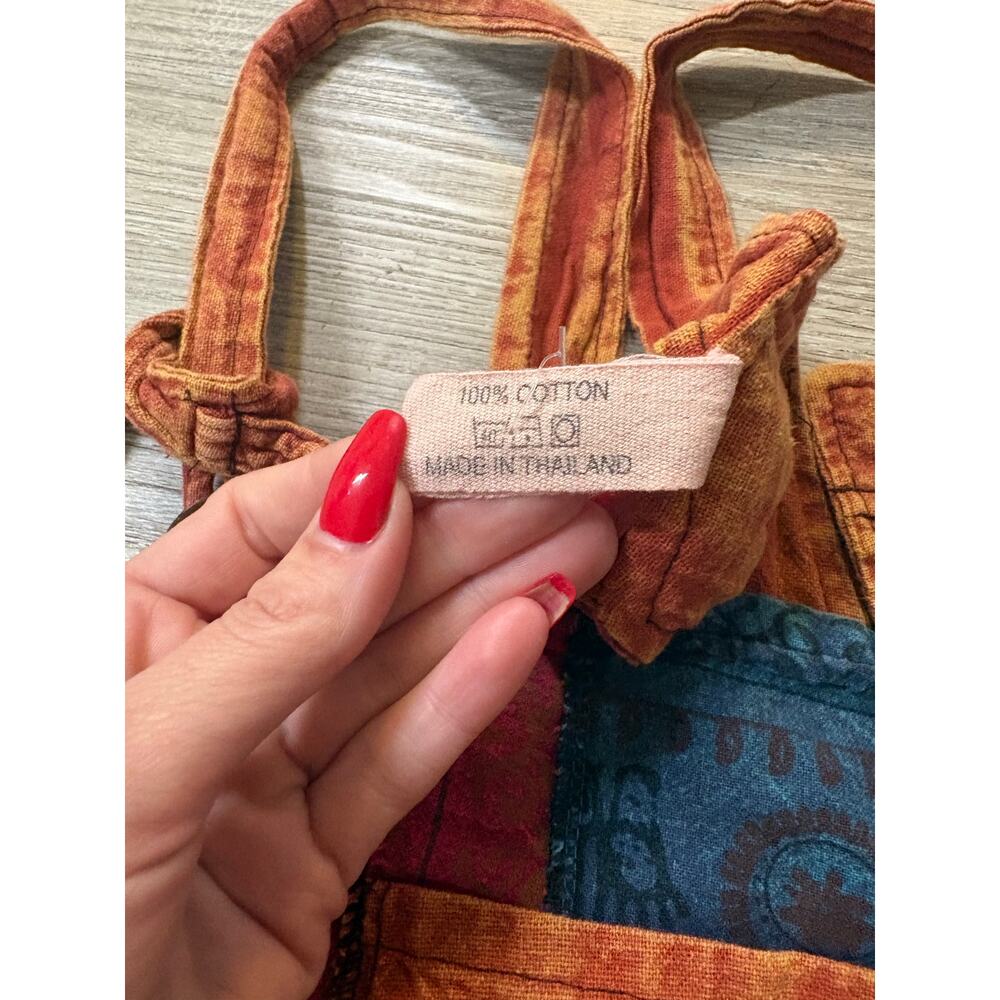 Patchwork Bohemian Overalls Drop Crotch Harem 0S … - image 10